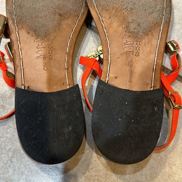 Amedeo Canfora Capri Handmade Neon Orange Rhinestone Patent Leather Sandals 8 - Picture 8 of 8